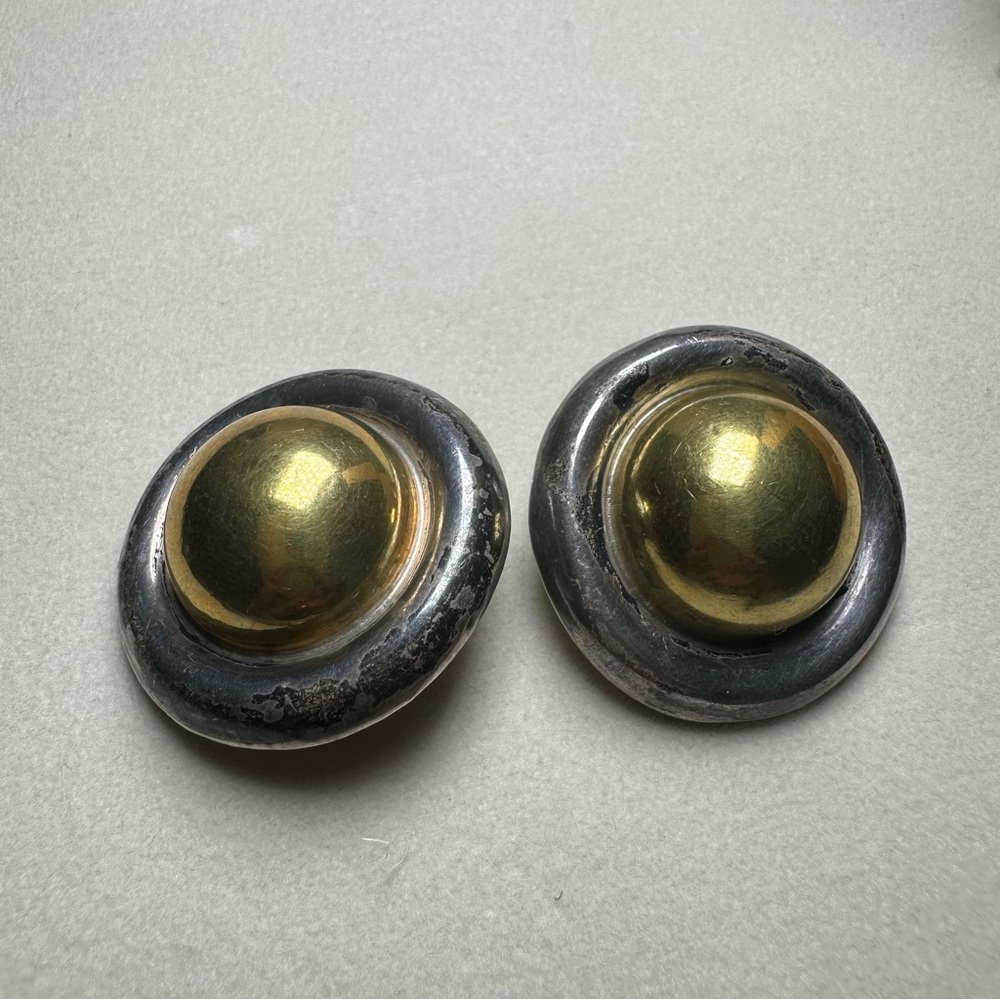 Taxco Silver and Gold Earrings